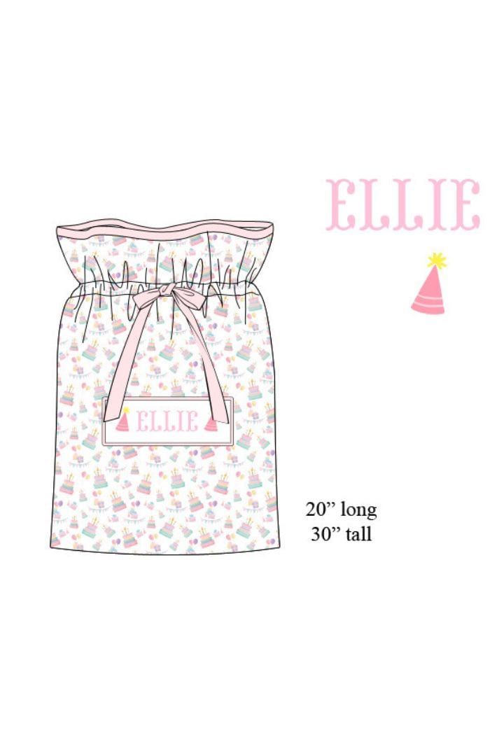 The Smocked Flamingo Hand Smocked Custom Name Birthday Pink Present Bag