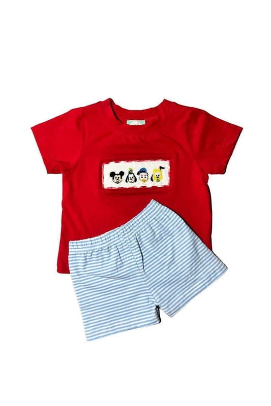 The Smocked Flamingo Hand Smocked Mouse and Friends Boys Set