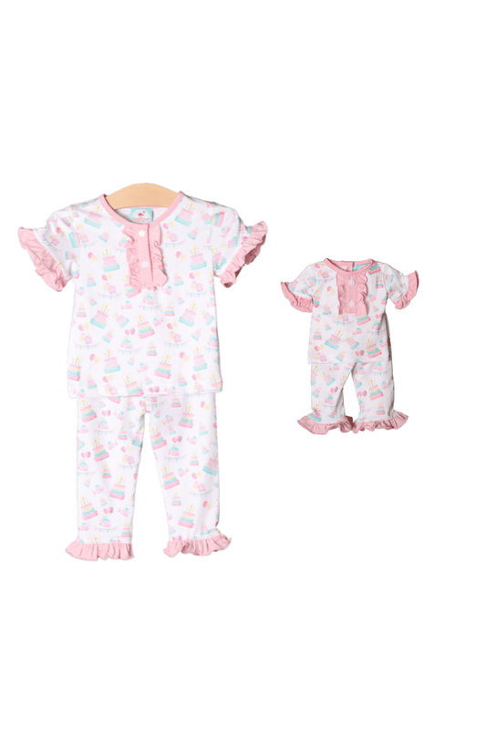 The Smocked Flamingo Happy Birthday Knit Pajamas-DOLL