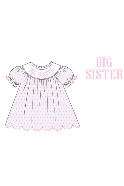 Smocked PINK Swiss Dot Big Sister Dress 18M Smocked PINK Swiss Dot Big Sister Dress 18M