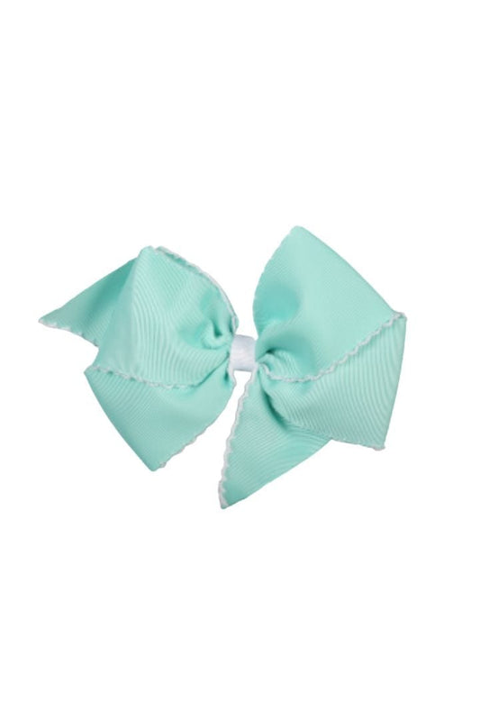 The Smocked Flamingo Scalloped Edge Grosgrain Bow Mint