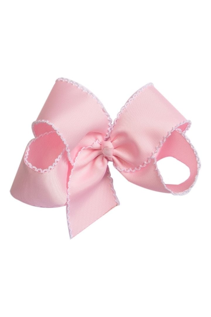 The Smocked Flamingo Scalloped Edge Grosgrain Bow Pink