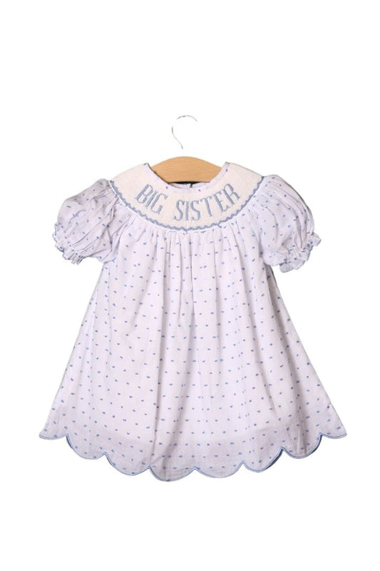 Shop Teeta Girls Swiss Dot Smocked Big Sister Dress - Blue main image 0
