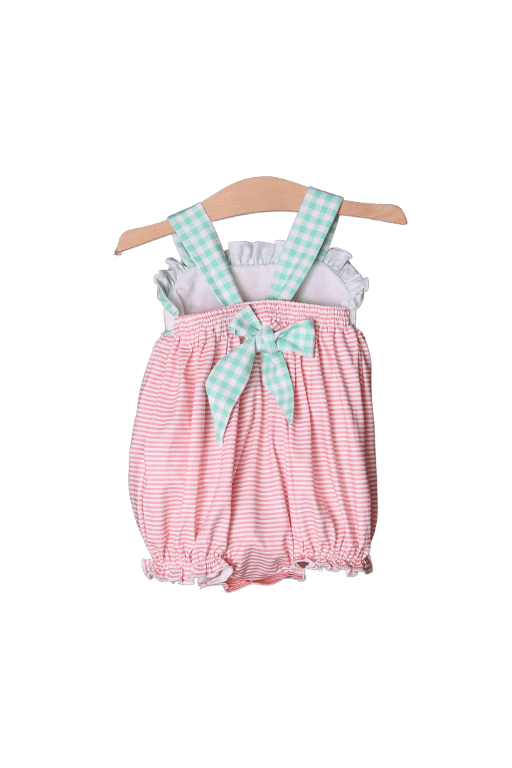 The Smocked Flamingo Smocked Zoo Friends Mint/Peach Bubble